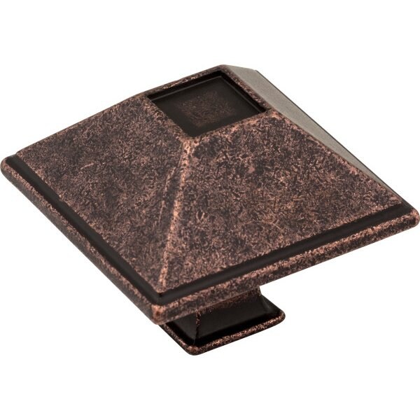 Jeffrey Alexander 1-1/2" Overall Length Distressed Oil Rubbed Bronze Square Tahoe Cabinet Knob 602DMAC - main